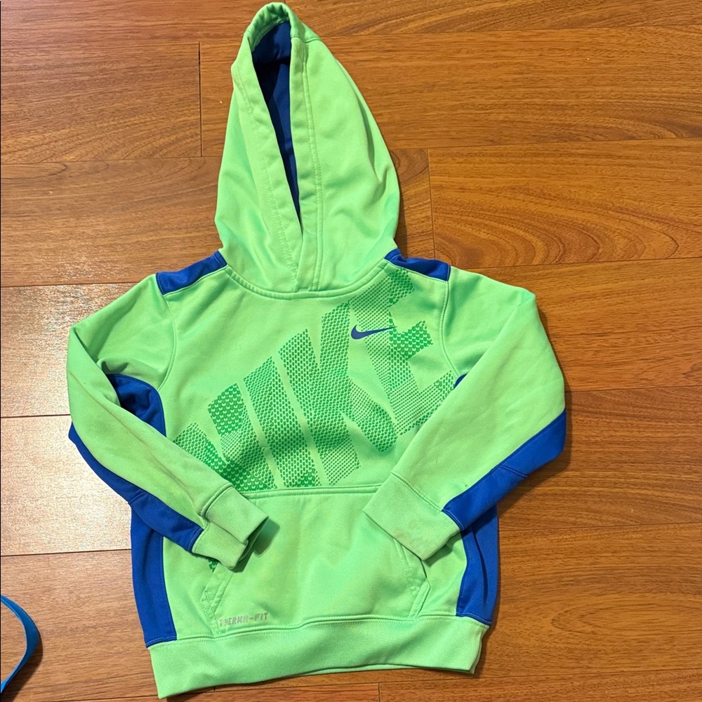 Nike Kids Lime Green and Royal Blue Hoodie